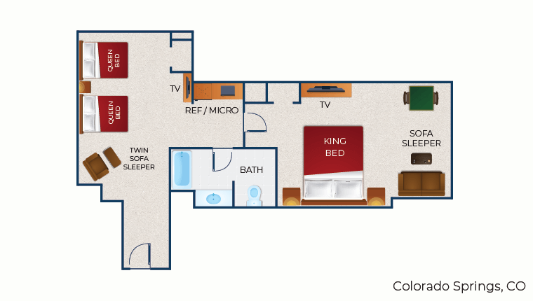 The floorplan for the Majestic Wolf Suite(balcony/patio)